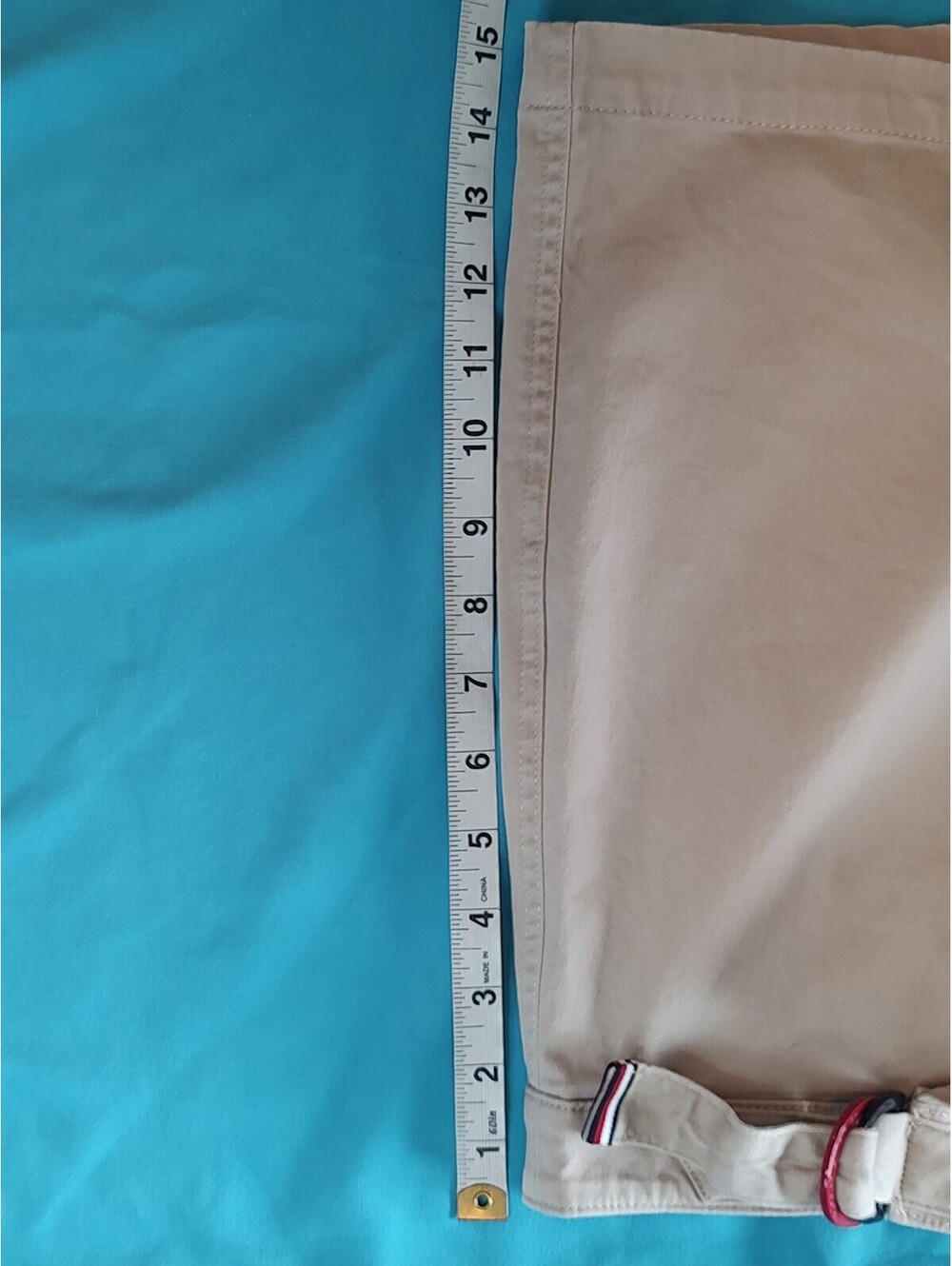 Tommy Hilfiger Hollywood Solid Chino Skort red D-ring buckle closure waistband. - Picture 8 of 8